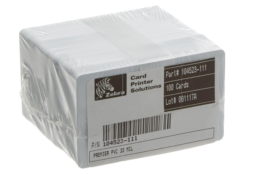 Zebra valkoinen premium PVC kortti, 0,76 mm paksuus (500 korttia)